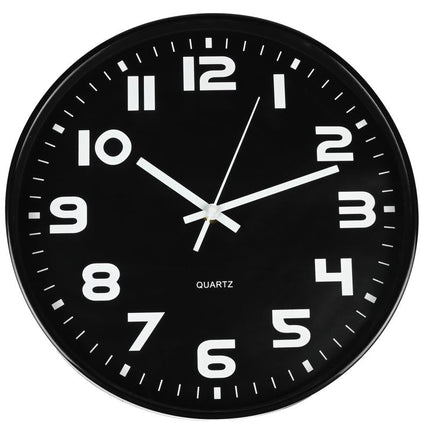 Benson Moderne Wandklok - Ø 30 cm - Zwart met Witte Wijzers