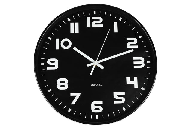 Benson Moderne Wandklok - Ø 30 cm - Zwart met Witte Wijzers