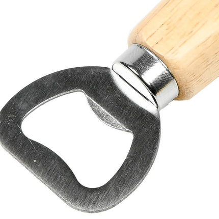 Benson Stijlvolle Flesopener - 14 cm - Houten Handvat - Universeel - RVS