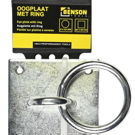 Benson Oogplaat met Ring – 80 x 80 mm – Verzinkt IJzer