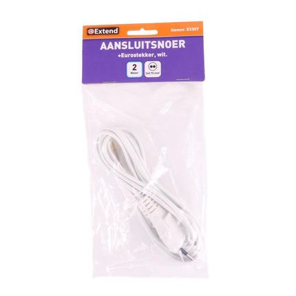 Benson Aansluitsnoer met Eurostekker – Wit – 2 meter – 0.75 mm²