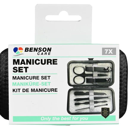 Benson 7-Delige Manicure Set – Compact – Zwart – RVS Gereedschap