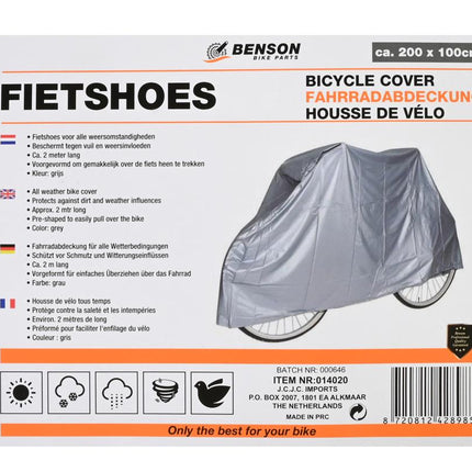 Benson Fietshoes - 200 x 100 cm - Voorgevormd - Grijs - Inclusief Opbergtas