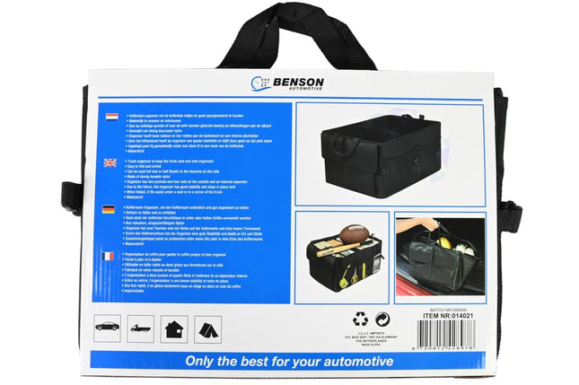Benson Kofferbak Organizer – Waterdicht – Inklapbaar – Duurzaam Nylon – Zwart