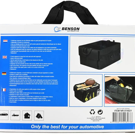 Benson Kofferbak Organizer – Waterdicht – Inklapbaar – Duurzaam Nylon – Zwart