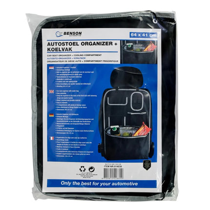 Benson Autostoel Organizer met Koelvak – 64 x 41 cm – Oxford 600D – Waterafstotend
