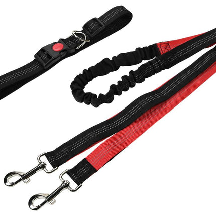 Benson Handsfree Hondenriem - Verstelbaar & Reflecterend - Rood/Zwart