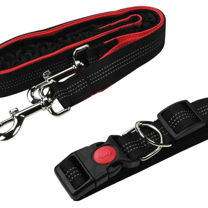 Benson Handsfree Hondenriem - Verstelbaar & Reflecterend - Rood/Zwart