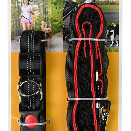 Benson Handsfree Hondenriem - Verstelbaar & Reflecterend - Rood/Zwart