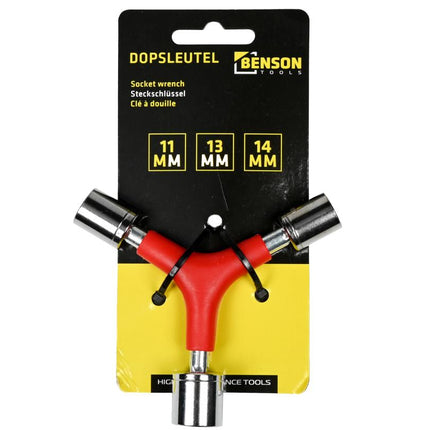 Benson 3-weg Dopsleutel - 8, 9 en 10 mm - Y-sleutel - Cr-V