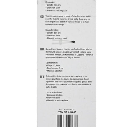 Benson IJsschep - 23,5 cm - RVS - Portioneerlepel met Veer - Diameter 6 cm