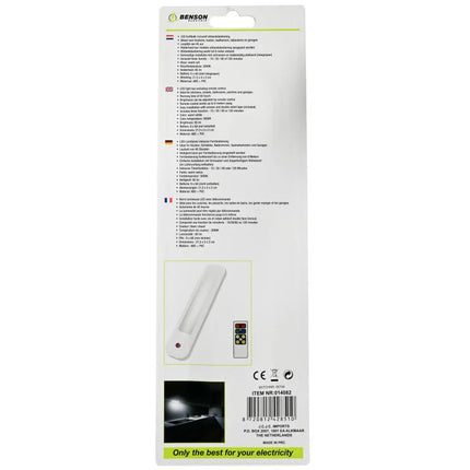 Benson LED Lichtbalk Wit – 21,5 cm – Met Afstandsbediening & Timer – Warm Wit