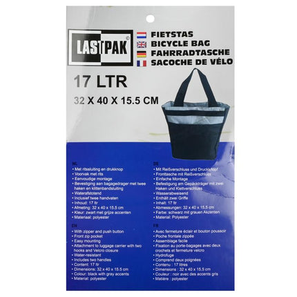 Lastpak Enkele Fietstas - 17 Liter - Waterafstotend Polyester - Zwart