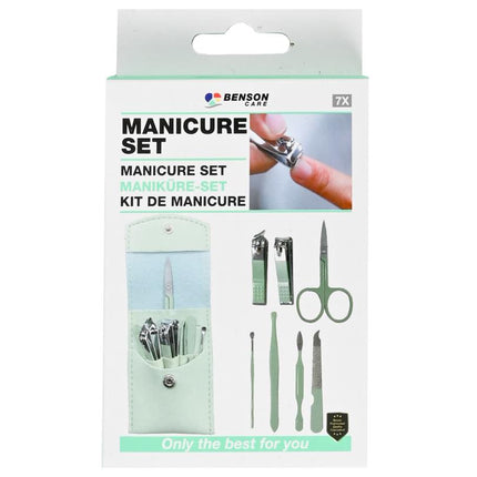 Benson 7-Delige Manicureset – Compact – Groen – RVS Gereedschap
