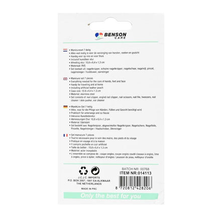 Benson 7-Delige Manicureset – Compact – Groen – RVS Gereedschap