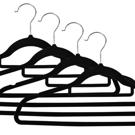 Benson Velours Kledinghangers - Anti-slip - Zwart - 4 stuks