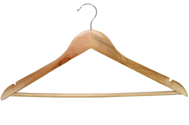 Benson Houten Kledinghangers - Set van 5 - Met Broekstang & 360° Haak