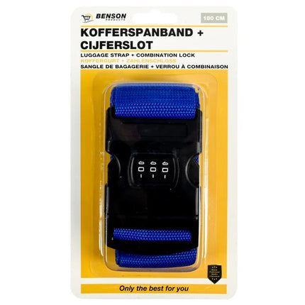 Benson Kofferspanband met Cijferslot - Blauw - 180 cm