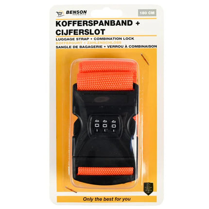 Benson Kofferspanband met Cijferslot - Oranje - 180 cm