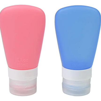 Benson Reisflesjes Set Siliconen - 60 ml - Anti-lek - Blauw/Roze - 2 Stuks
