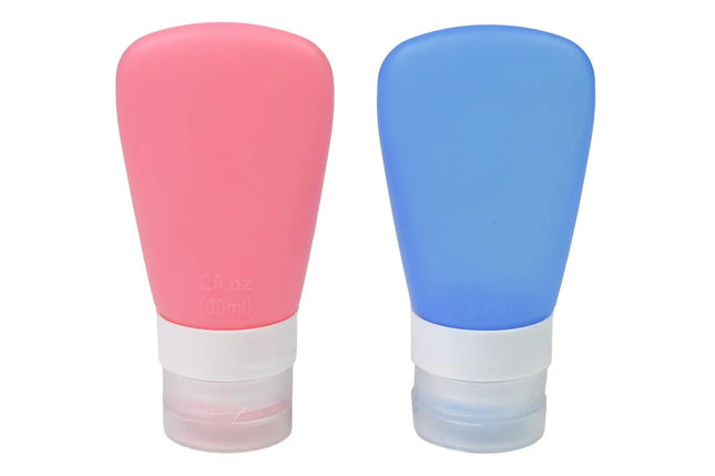 Benson Reisflesjes Set Siliconen - 60 ml - Anti-lek - Blauw/Roze - 2 Stuks