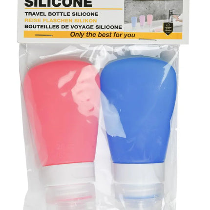Benson Reisflesjes Set Siliconen - 60 ml - Anti-lek - Blauw/Roze - 2 Stuks