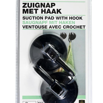 Benson Zuignap met Haak Set - Ø 55 mm - Zwart - 2-delig
