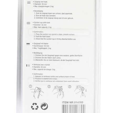Benson Zuignap met Haak Set - Ø 55 mm - Zwart - 2-delig