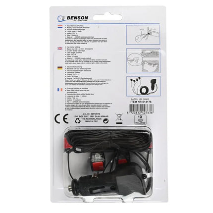 Benson Auto Interieur Verlichting – 16 Kleuren – Dimbaar – RGB LED – 12V