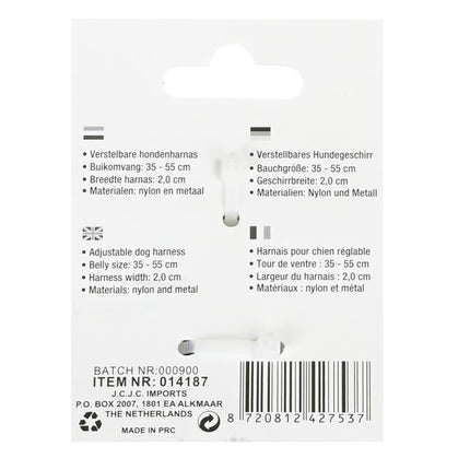 Benson Hondentuig Maat M - Verstelbaar - Zwart - Nylon
