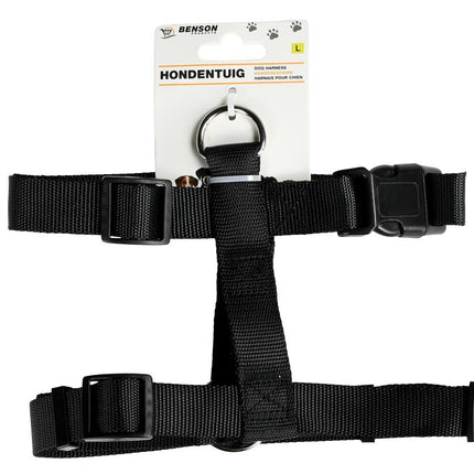 Benson Hondentuig Maat L - Verstelbaar - Zwart - Nylon