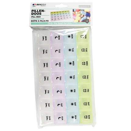 Benson Compacte Pillendoos – 7 Dagen – 4 Vakken per Dag – 21,5 cm