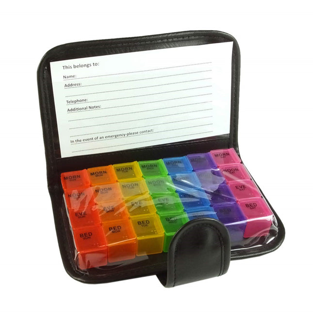 Benson Pillendoos in Luxe Etui – 7 Dagen – 4 Vakken per Dag – 19 x 14 cm