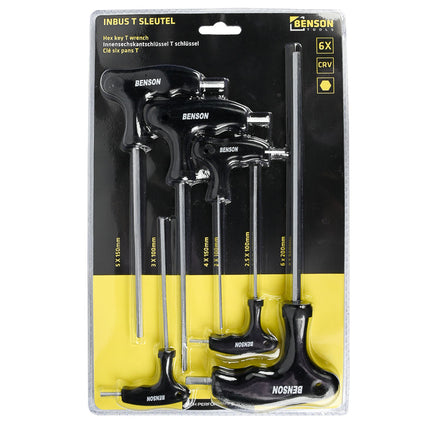 Benson Inbus T-sleutelset - 6-delig - Chroom-Vanadium - T-Handgreep