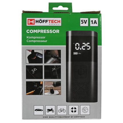 Hofftech Draagbare Mini Accu Compressor - Digitaal Display & LED - 140 PSI