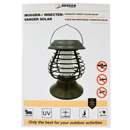 Benson Solar Muggenlamp & Insectenvanger – Blauw UV-Licht – 14x14x19.5 cm