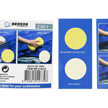 Benson Autospons 2-in-1 – 23,5 x 10,5 cm – Krasvrij & Efficiënt – Dubbelzijdig