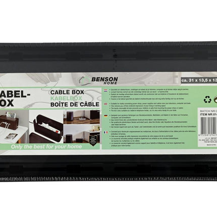 Benson Kabelmanagementbox – 31 x 13.5 x 13 cm – Zwart