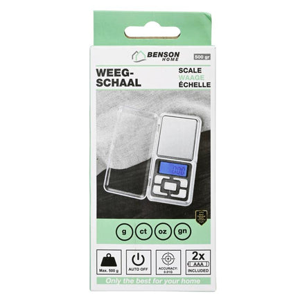 Benson Digitale Precisieweegschaal - 500 Gram - 0,01g Nauwkeurig - LCD-scherm - Tarrafunctie