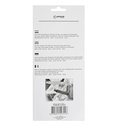 Benson Vershoudclips Set - 10 Stuks - Luchtdicht - 2 Verschillende Maten - Zakklemmen