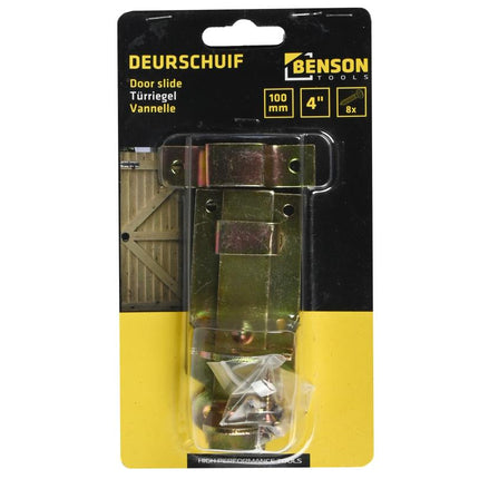 Benson Deurschuif Recht – 100 mm – Gegalvaniseerd IJzer – Hangslotbevestiging
