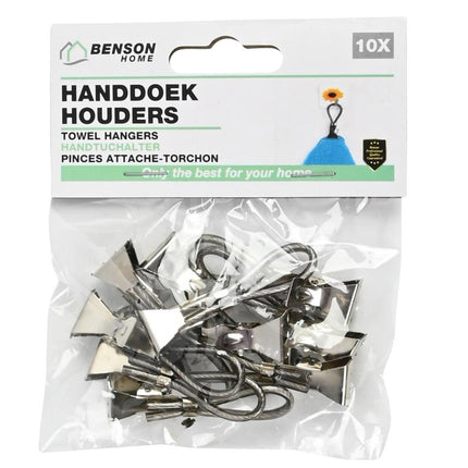 Benson Handdoekknijpers met Klemlippen - Zwart - 10-delig