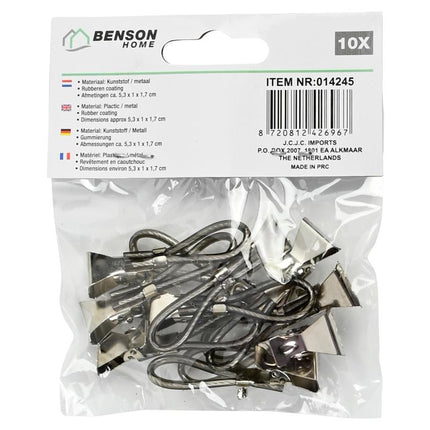 Benson Handdoekknijpers met Klemlippen - Zwart - 10-delig