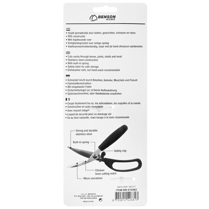 Benson Gevogelte- en Wildschaar - RVS - Ergonomisch & Krachtig - Inclusief Veiligheidsgrendel