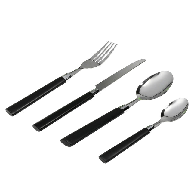 Benson Bestekset - 16-delig - RVS - Modern Design - Zwarte Handvaten