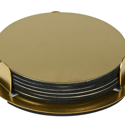 Benson Luxe Onderzetters - Goud - RVS - Set van 6 stuks - Inclusief Houder