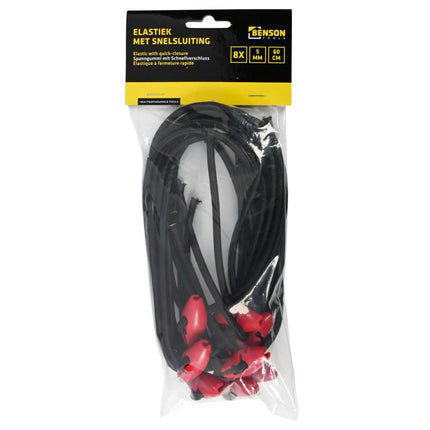 Benson Elastiek met Snelsluiting 60 cm - 8 Stuks