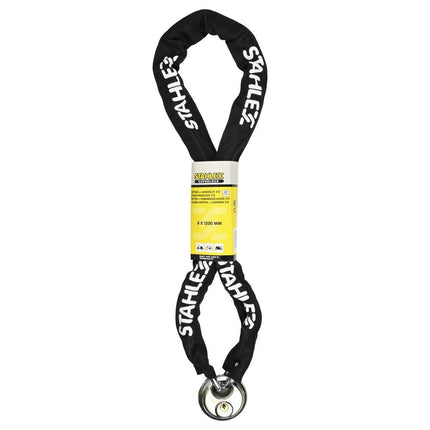Stahlex Ketting en Hangslot 312 - 8 mm x 1200 mm - Gehard Staal - Zwart
