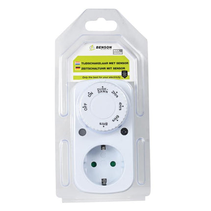 Benson Automatische Tijdschakelaar met Dag/Nacht Sensor en Afteltimer - 3600W