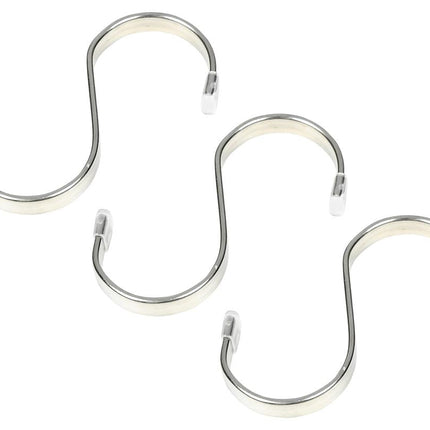 Benson Platte S-Haken 70 mm – Set van 3 – RVS